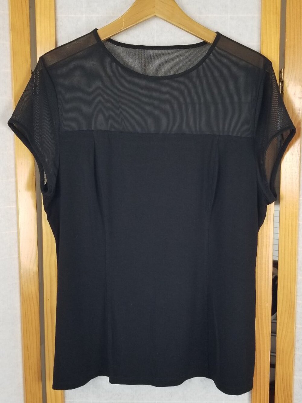 Cache' Semi Sheer Black T-Shirt Size XL